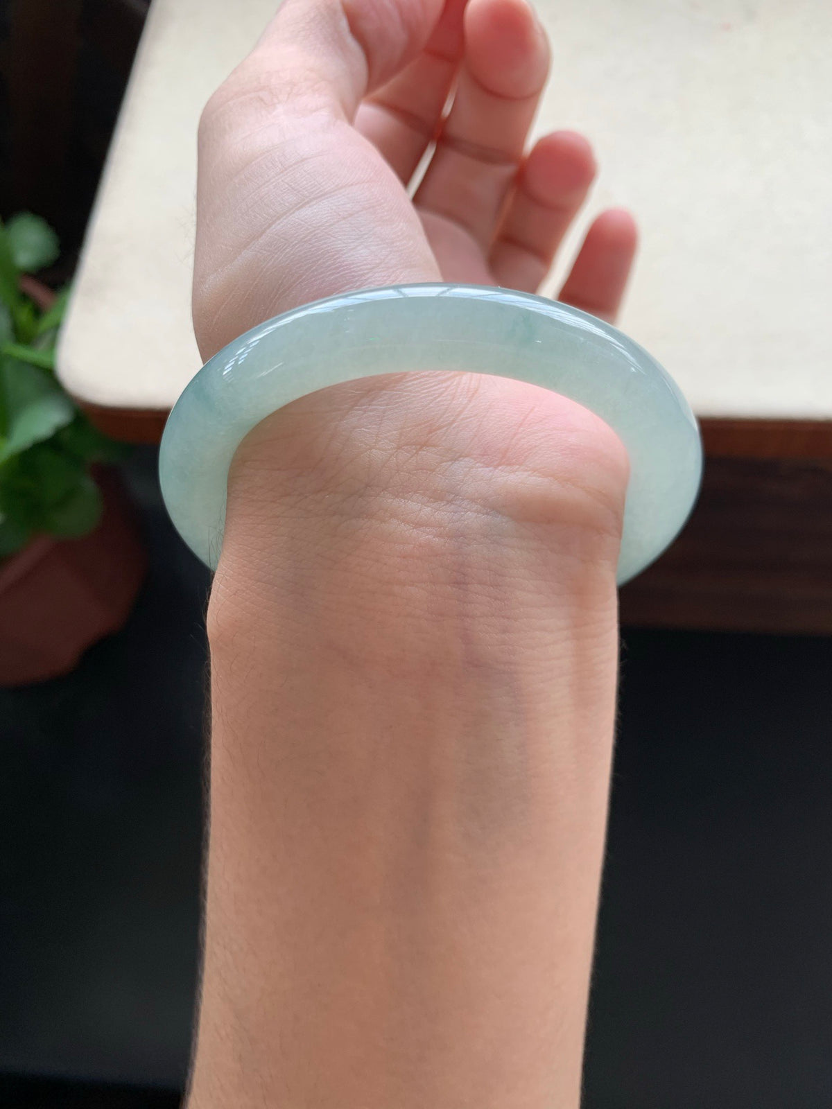 52.6mm Certified Natural Burmese Type A Jadeite Jade Icy Translucent Lake Green Full Round Bar Bangle Bracelet
