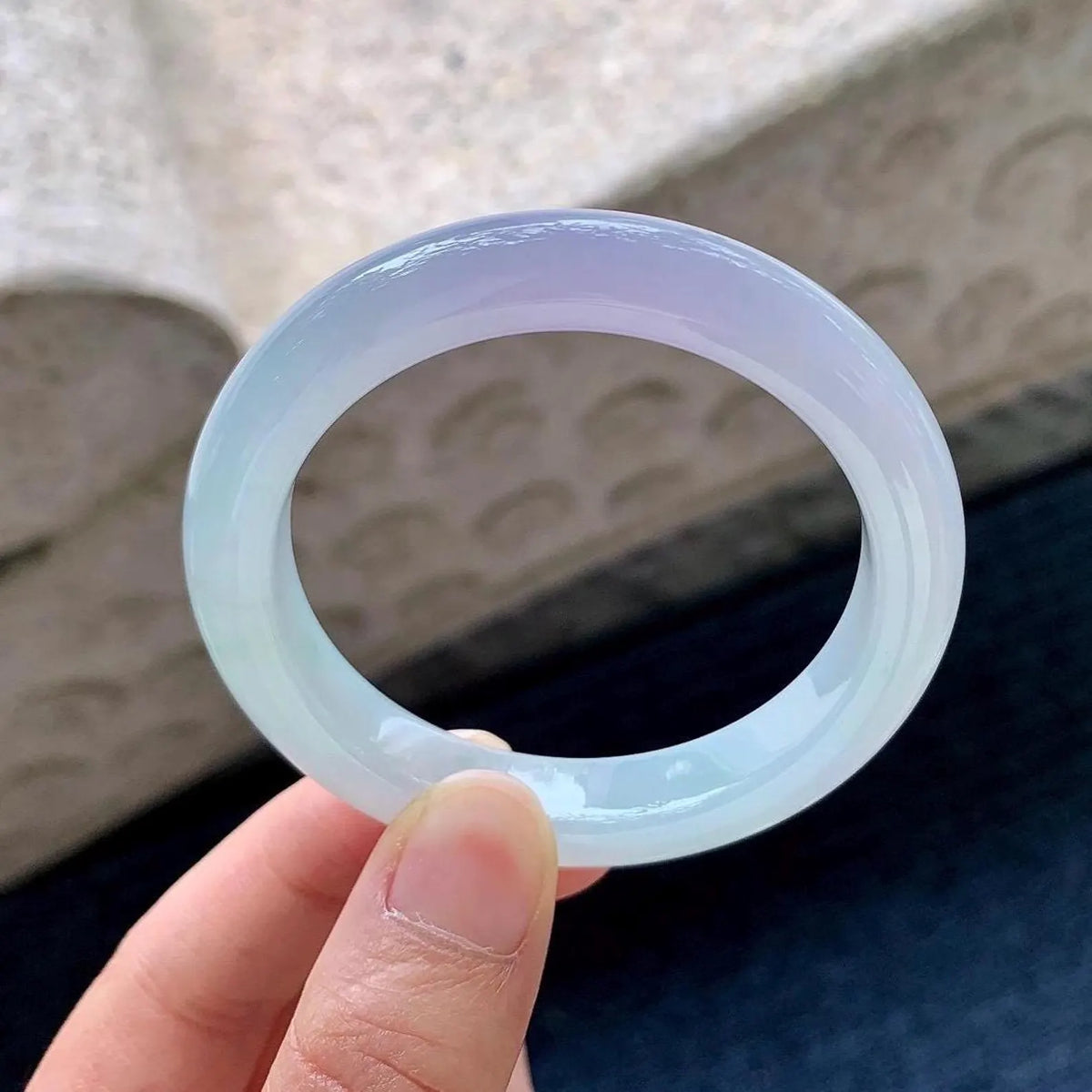 49mm Certified Genuine Icy Lavender Blue Light Purple Jadeite Bangle Burmese Myanmar Type A Grade A Untreated Bracelet Natural Jade