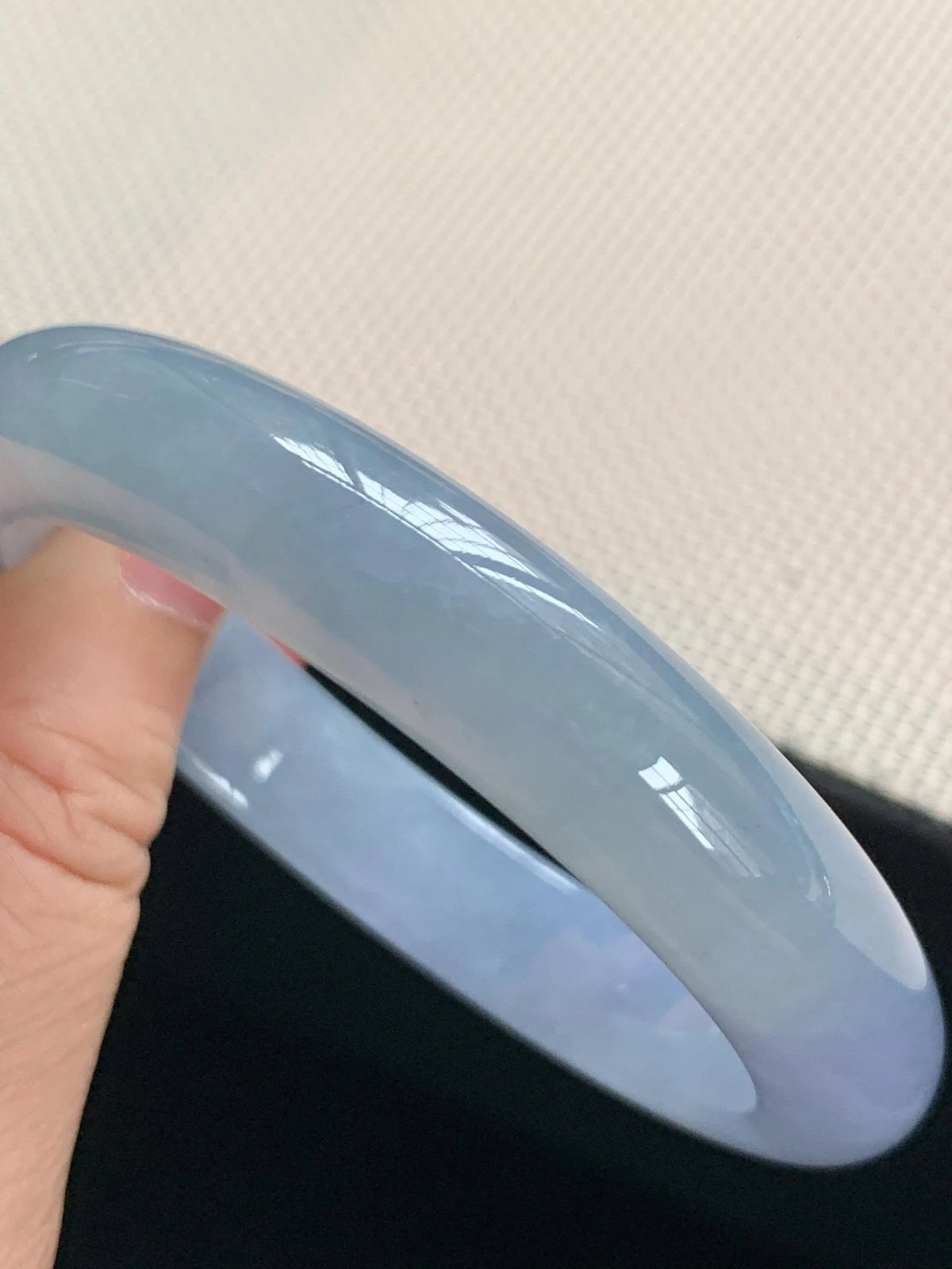 55.7mm Certified Genuine Untreated Burmese Myanmar Type A Grade A Jadeite Bangle – Icy Blue Lavender Natural Jade Bracelet #14307