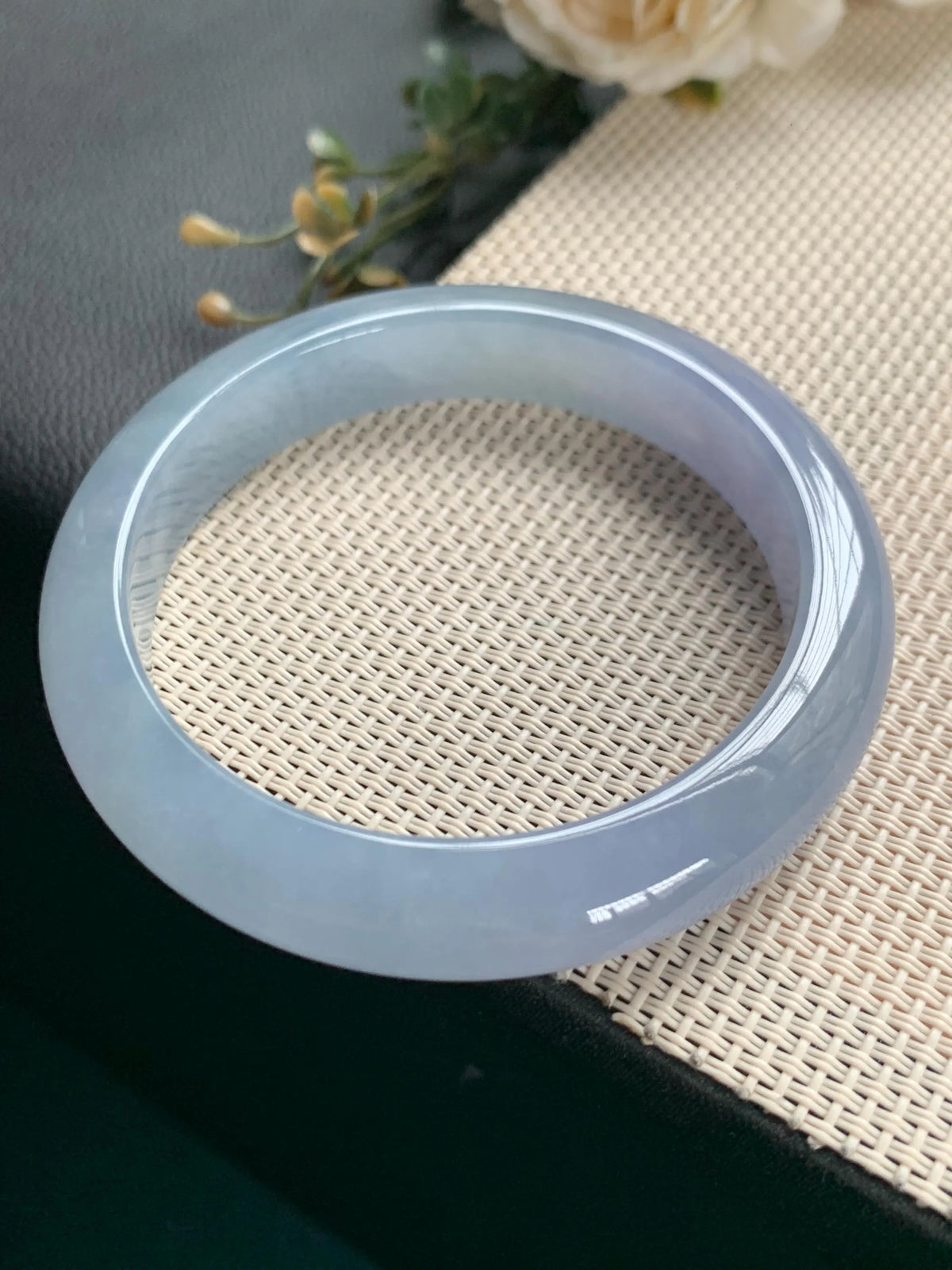 55.7mm Certified Genuine Untreated Burmese Myanmar Type A Grade A Jadeite Bangle – Icy Blue Lavender Natural Jade Bracelet #14307