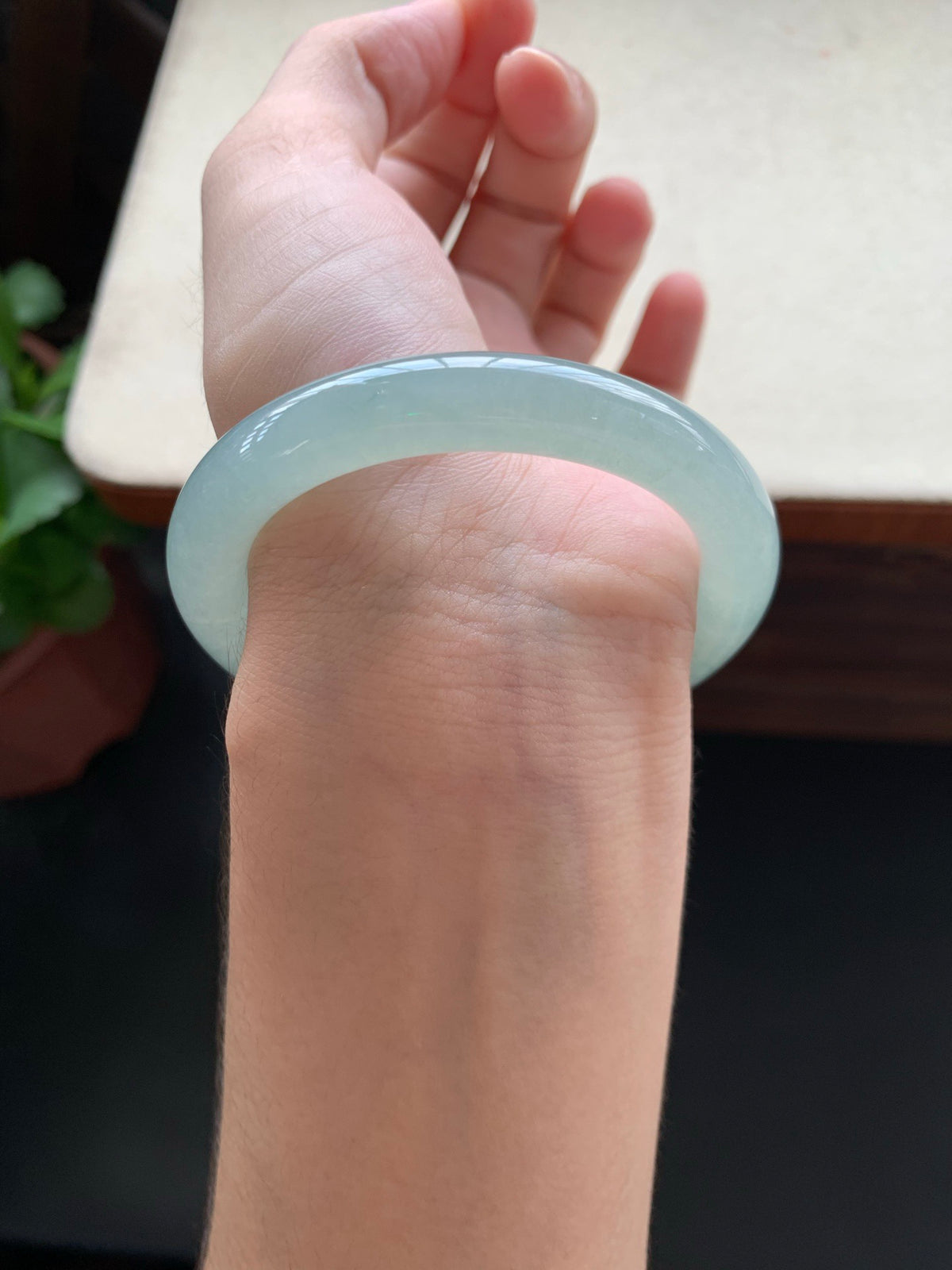 52.6mm Certified Natural Burmese Type A Jadeite Jade Icy Translucent Lake Green Full Round Bar Bangle Bracelet