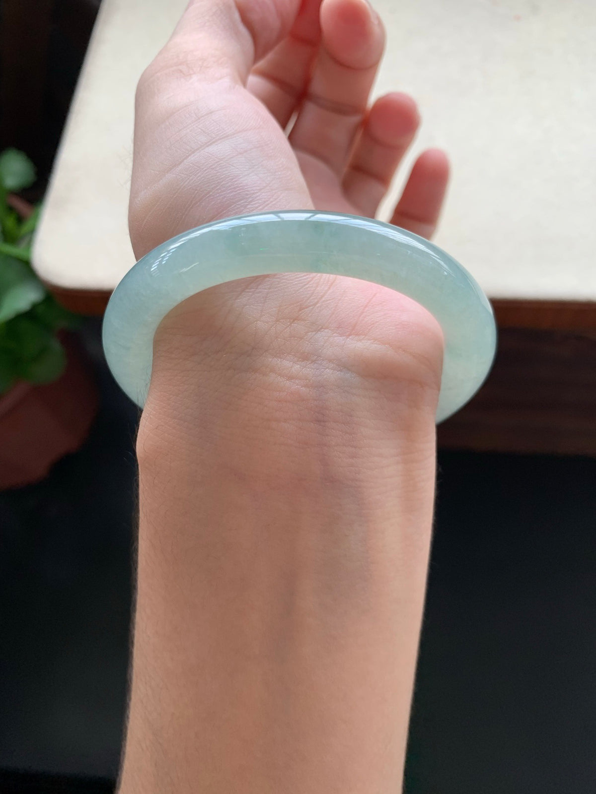 52.6mm Certified Natural Burmese Type A Jadeite Jade Icy Translucent Lake Green Full Round Bar Bangle Bracelet